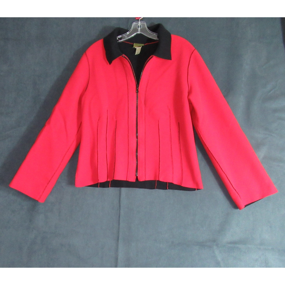 Vintage Maralyce Ferree Jacket Women Medium Red Black Reversible Ribbed Designer